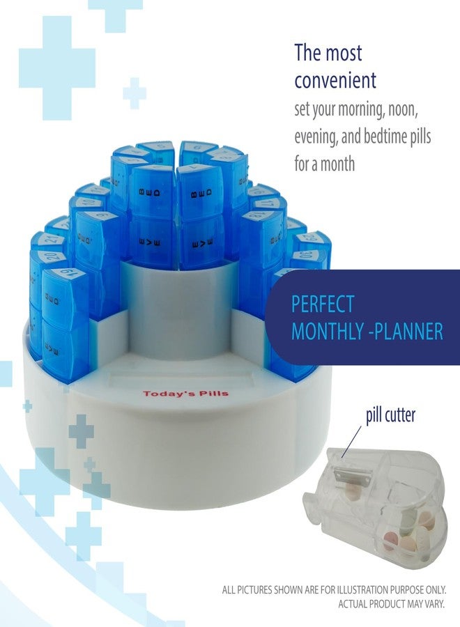 Deke Home - 31 Day Monthly Pill Organizer XL with Pill Cutter, BPA-Free, 4 Times a Day (AM PM), Large Pill Box for Multiple Daily Doses, Removable Compartments, Hard Case Travel Dispenser - Image 5